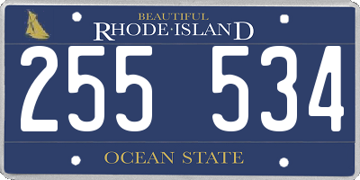 RI license plate 255534