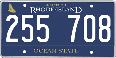 RI license plate 255708