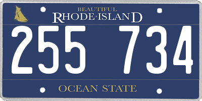 RI license plate 255734