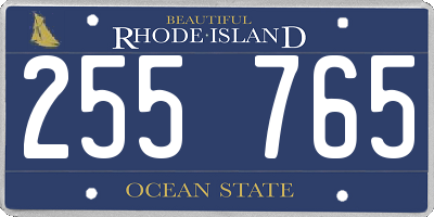RI license plate 255765