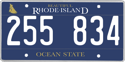 RI license plate 255834