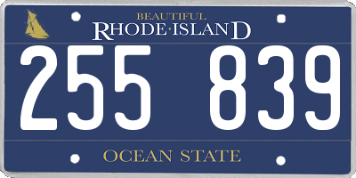 RI license plate 255839