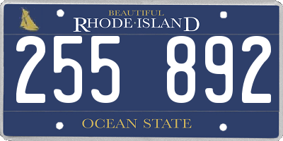 RI license plate 255892
