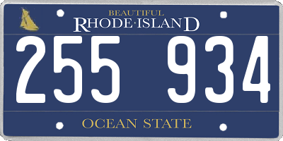 RI license plate 255934