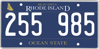 RI license plate 255985