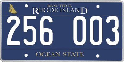 RI license plate 256003