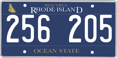 RI license plate 256205
