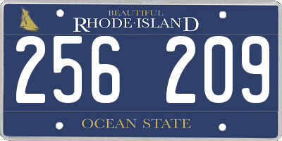 RI license plate 256209