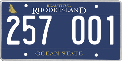 RI license plate 257001