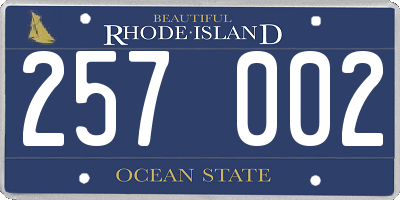 RI license plate 257002