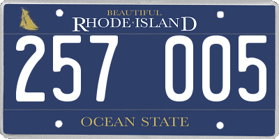 RI license plate 257005