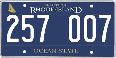 RI license plate 257007