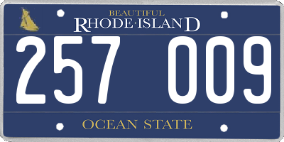 RI license plate 257009