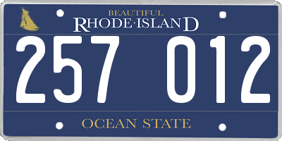 RI license plate 257012