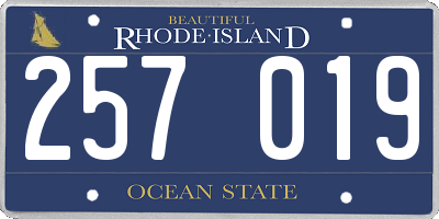 RI license plate 257019