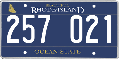 RI license plate 257021