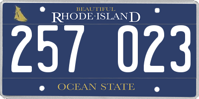 RI license plate 257023