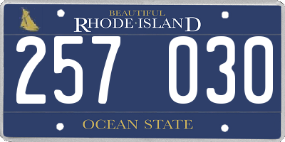 RI license plate 257030