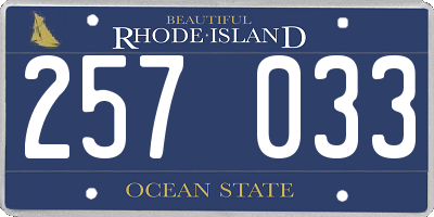 RI license plate 257033