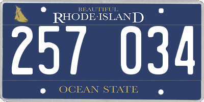 RI license plate 257034