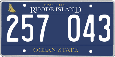 RI license plate 257043
