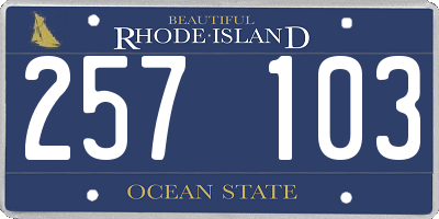 RI license plate 257103