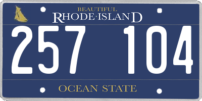 RI license plate 257104