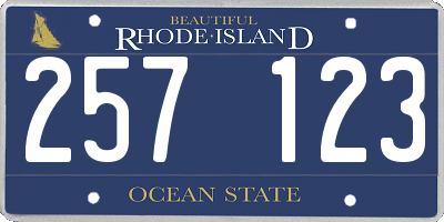 RI license plate 257123