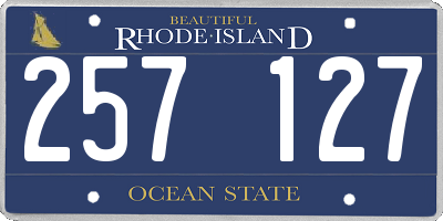 RI license plate 257127
