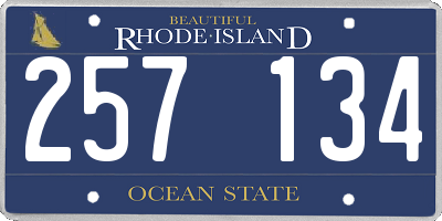 RI license plate 257134