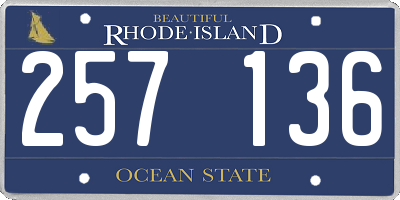 RI license plate 257136