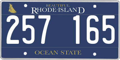 RI license plate 257165