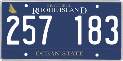 RI license plate 257183