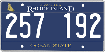 RI license plate 257192