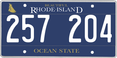 RI license plate 257204