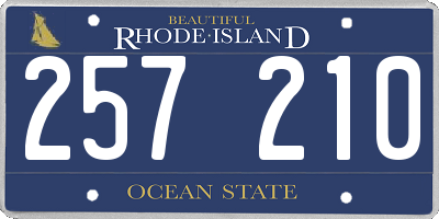 RI license plate 257210