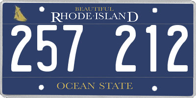 RI license plate 257212