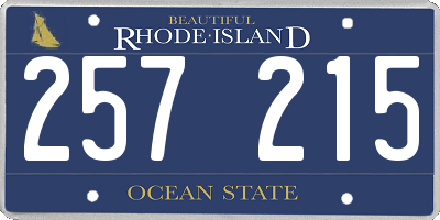 RI license plate 257215