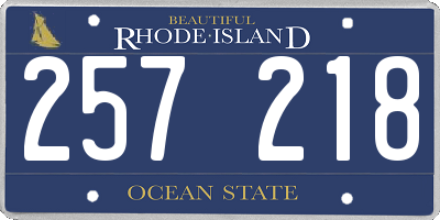 RI license plate 257218