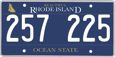 RI license plate 257225