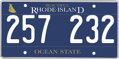 RI license plate 257232