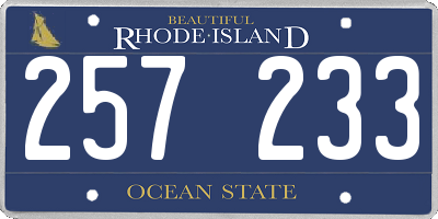 RI license plate 257233