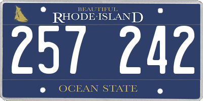 RI license plate 257242
