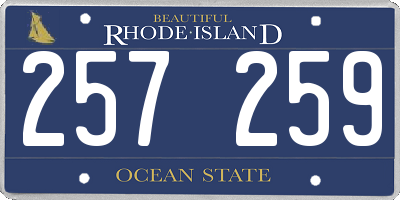 RI license plate 257259