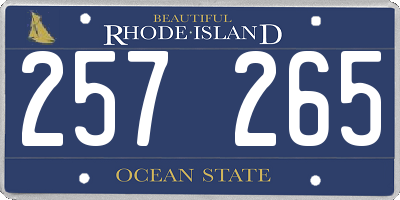 RI license plate 257265