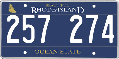 RI license plate 257274