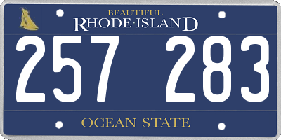 RI license plate 257283