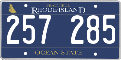 RI license plate 257285