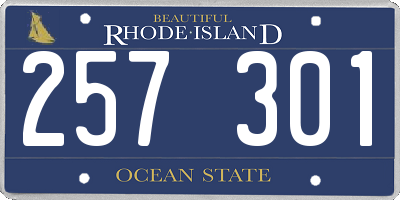 RI license plate 257301