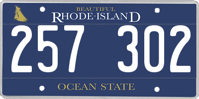 RI license plate 257302